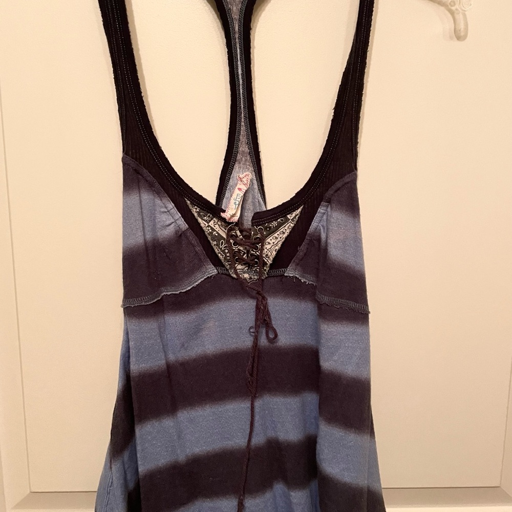 Free People Tie Dye Lace-Up Tee